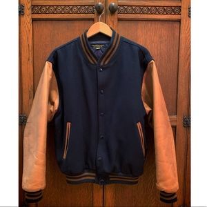 Brooks Brothers Varsity Leather Wool jacket